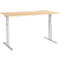 Schäfer Shop Select ERGO-T escritorio, regulable eléctricamente en altura, rectangular, pata en T, An 1600 x F 800 x Al 725-1185 mm, decoración arce/aluminio blanco