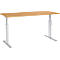 Schäfer Shop Select ERGO-T escritorio, regulable eléctricamente en altura, rectangular, pata en T, An 1800 x Pr 800 x Al 725-1185 mm, decoración haya/aluminio blanco