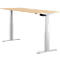 Schäfer Shop Select ERGO-T escritorio, regulable eléctricamente en altura, rectangular, pie en T, An 1800 x Pr 800 x Al 640-1300 mm, arce/aluminio blanco
