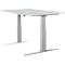 Schäfer Shop Select escritorio LOGIN, regulable eléctricamente en altura, rectangular, pata en T, An 1200 x F 800 x Al 645-1290 mm, aluminio gris claro/blanco