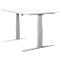 Schäfer Shop Select escritorio LOGIN, regulable eléctricamente en altura, rectangular, pata en T, An 1200 x Pr 800 x Al 645-1290 mm, aluminio blanco/blanco