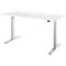 Schäfer Shop Select escritorio LOGIN, regulable eléctricamente en altura, rectangular, pata en T, ancho 1600 x fondo 800 x alto 645-1290 mm, aluminio blanco/blanco
