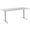 Schäfer Shop Select escritorio LOGIN, regulable eléctricamente en altura, rectangular, pata en T, ancho 1800 x fondo 800 x alto 645-1290 mm, aluminio gris claro/blanco