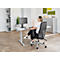 Schäfer Shop Select escritorio LOGIN, regulable eléctricamente en altura, rectangular, pata en T, ancho 1800 x fondo 800 x alto 645-1290 mm, aluminio gris claro/blanco