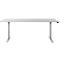 Schäfer Shop Select escritorio LOGIN, regulable eléctricamente en altura, rectangular, pata en T, ancho 1800 x fondo 800 x alto 645-1290 mm, aluminio gris claro/blanco