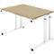 Schäfer Shop Select Escritorio SET UP, base de pata en C, 1200 x 800, roble/blanco 