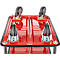 Schäfer Shop Select etagewagen 130L, 3 etages, staal met poedercoating, PUR wielen, B 485 x D 710/775 x H 1000 mm, tot 220 kg, zwart/rood