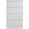 Grey filing cabinet with four drawers. Clean lines and a simple design.