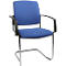 Schäfer Shop Select Freischwinger SSI Proline Visit P2, ergonomisch, Armlehnen, stapelbar bis 4 Stück, Stahl & Stoffbezug, B 480 x T 480 x H 480 mm, alusilber/blau