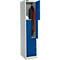 Schäfer Shop Select garderobekast, 2 vakken met hoedenplank &amp; kledingroede en 2 vakken, Z-deuren, cilinderslot, met sokkel, B 400 x D 450 x H 1850 mm, staal met poedercoating, lichtgrijs/enzianblauw