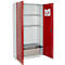 Schäfer Shop Select Gefahrstoffschrank, für Öl etc., 2 x 60 l Fässer und 8 x 20 l Kanister, Außenmaße B 1055 x T 520 x H 1950 mm, lichtgrau/rubinrot