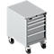 Schäfer Shop Select Gereedschapskast verrijdbaar WSK 36-27, 5 laden, H 920 mm, enkele vergrendeling, staal, 200 kg draagvermogen, wit aluminium/rubber rood, met een breedte van 2,5 mm.