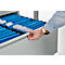Schäfer Shop Select Hängeregisterschrank B 780 x T 580 x H 1350 mm, Stahlblech lichtgrau, 4 Schubfächer zweibahnig + 50 DIN A4 Hängemappen, blau