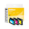 Ink cartridge set with blue, pink, and yellow ink and packaging. Schäfer Shop lettering.