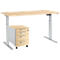Schäfer Shop Select Juego completo de mesa y pedestal móvil ERGO-T, regulable en altura en una etapa, mesa W 1600 mm, acabado de arce 