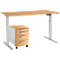 Schäfer Shop Select Juego completo de mesa y pedestal móvil ERGO-T, regulable en altura en una etapa, mesa W 1600 mm, acabado de haya 