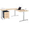 Schäfer Shop Select Juego de muebles de oficina de 3 piezas Escritorio Start Off, rectangular, pata en T, An 1800 x Pr 800 x Al 735 mm, arce/grafito