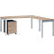 Schäfer Shop Select Kit complet LOGIN, bureau 4 pieds 1800 mm, table d'extension 4 pieds, caisson à roulettes, graphite/décor chêne