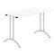 Schäfer Shop Select Klapptisch, Rechteck, Doppel-T-Fußgestell, Spezial-Klappbeschlag & Bodenausgleich, B 1200 x T 700 x H 720 mm, weiß/alusilber