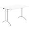 Schäfer Shop Select Klapptisch, Rechteck, Doppel-T-Fußgestell, Spezial-Klappbeschlag & Bodenausgleich, B 1200 x T 800 x H 720 mm, weiß/alusilber