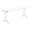 Schäfer Shop Select Klapptisch, Rechteck, Doppel-T-Fußgestell, Spezial-Klappbeschlag & Bodenausgleich, B 1800 x T 800 x H 720 mm, weiß/alusilber