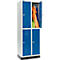 Schäfer Shop Select Kledinglocker, 2 x 2 compartimenten, 300 mm, met fitting, cilinderslot, deur gentiaanblauw