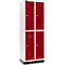 Schäfer Shop Select Kledinglocker, 2 x 2 compartimenten, 300 mm, met fitting, cilinderslot, Deur robijnrood