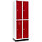 Schäfer Shop Select Kledinglocker, 2 x 2 compartimenten, 300 mm, met fitting, draaigrendelslot, Deur robijnrood