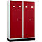 Schäfer Shop Select Kledinglocker, 4 deuren, met cilinderslot lichtgrijs/robijnrood