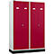 Schäfer Shop Select Kledinglocker, 4 deuren, met draaigrendelslot, lichtgrijs/robijnrood
