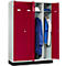 Schäfer Shop Select Kledinglocker, 4 deuren, met draaigrendelslot, lichtgrijs/robijnrood