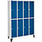 Schäfer Shop Select Kledinglocker, 4 x 2 compartimenten, met poten, cilinderslot, deur gentiaanblauw