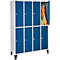 Schäfer Shop Select Kledinglocker, 4 x 2 compartimenten, met poten, cilinderslot, deur gentiaanblauw
