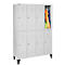 Schäfer Shop Select Kledinglocker, 4 x 2 compartimenten, met poten, cilinderslot, deur lichtgrijs