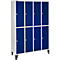Schäfer Shop Select Kledinglocker, 4 x 2 compartimenten, met poten, draaigrendelslot, deur gentiaanblauw