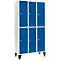 Schäfer Shop Select Kledinglocker, met 3 x 2 compartimenten, 300 mm, met poten, draaigrendelslot, deur gentiaanblauw