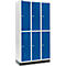 Schäfer Shop Select Kledinglocker, met 3 x 2 compartimenten, 300 mm, met sokkel, cilinderslot, deur gentiaanblauw
