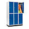 Schäfer Shop Select Kledinglocker, met 3 x 2 compartimenten, 400 mm, met fitting, cilinderslot, deur gentiaanblauw