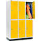 Schäfer Shop Select Kledinglocker, met 3 x 2 compartimenten, 400 mm, met fitting, cilinderslot, Deur koolzaadgeel