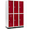 Schäfer Shop Select Kledinglocker, met 3 x 2 compartimenten, 400 mm, met fitting, cilinderslot, Deur robijnrood