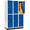 Schäfer Shop Select Kledinglocker, met 3 x 2 compartimenten, 400 mm, met fitting, draaigrendelslot, deur gentiaanblauw