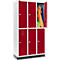 Schäfer Shop Select Kledinglocker, met 3 x 2 compartimenten, 400 mm, met fitting, draaigrendelslot, Deur robijnrood