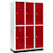 Schäfer Shop Select Kledinglocker, met 3 x 2 compartimenten, 400 mm, met fitting, draaigrendelslot, Deur robijnrood