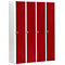 Schäfer Shop Select Kledinglocker met 4 compartimenten, draaigrendelslot, lichtgrijs/rood