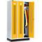Schäfer Shop Select Kledinglocker met geperforeerde lijnen, 4 compartimenten, met fitting, cilinderslot, Deur koolzaadgeel
