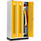 Schäfer Shop Select Kledinglocker met geperforeerde lijnen, 4 compartimenten, met fitting, cilinderslot, Deur koolzaadgeel