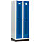 Schäfer Shop Select Kledinglocker, met geperforeerde rijen, 2 compartimenten, 400 mm, met fitting, cilinderslot, deur gentiaanblauw
