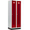 Schäfer Shop Select Kledinglocker, met geperforeerde rijen, 2 compartimenten, 400 mm, met fitting, cilinderslot, Deur robijnrood