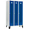 Schäfer Shop Select Kledinglocker, met geperforeerde rijen, 3 compartimenten, 400 mm, met poten, cilinderslot, deur gentiaanblauw