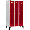 Schäfer Shop Select Kledinglocker, met geperforeerde rijen, 3 compartimenten, 400 mm, met poten, cilinderslot, Deur robijnrood